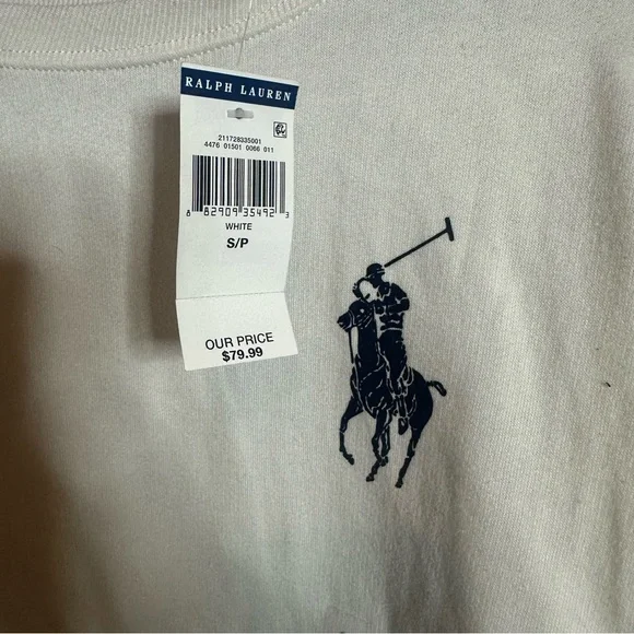 Ralph Lauren White Sweatshirt with Navy Logo - Picture 2 of 5
